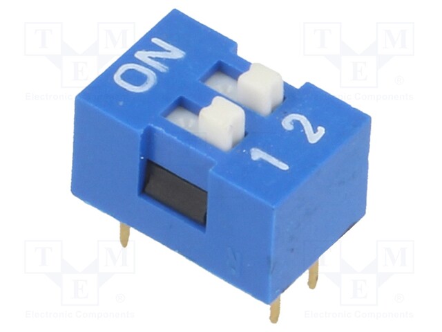 Switch: DIP-SWITCH; Poles number: 2; ON-OFF; 0.05A/12VDC; Pos: 2