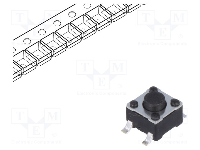 Microswitch TACT; 0.05A/12VDC; soldered; 1N; 4.5x4.5mm; 3.8mm