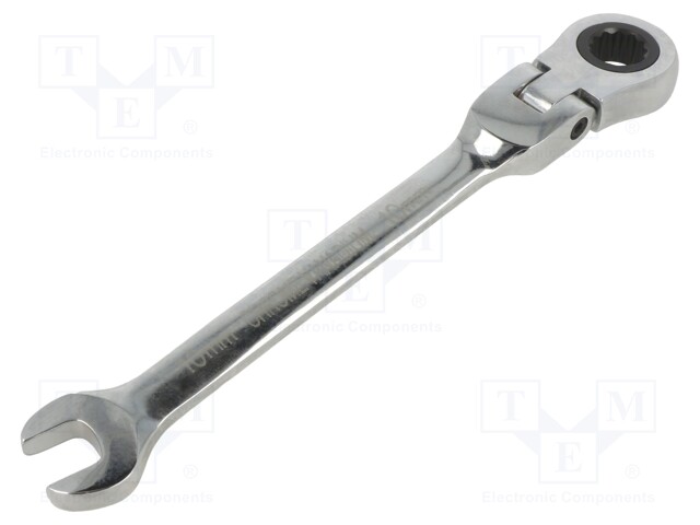 Wrench; combination spanner,with ratchet,with joint; 10mm