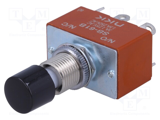 Switch: push-button; Pos: 2; SPST; ON-(ON); 3A/125VAC; 1.5A/250VDC