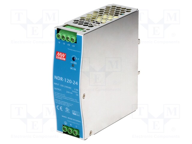 Power supply: switched-mode; slim; 120W; 24VDC; 24÷28VDC; 5A; 600g