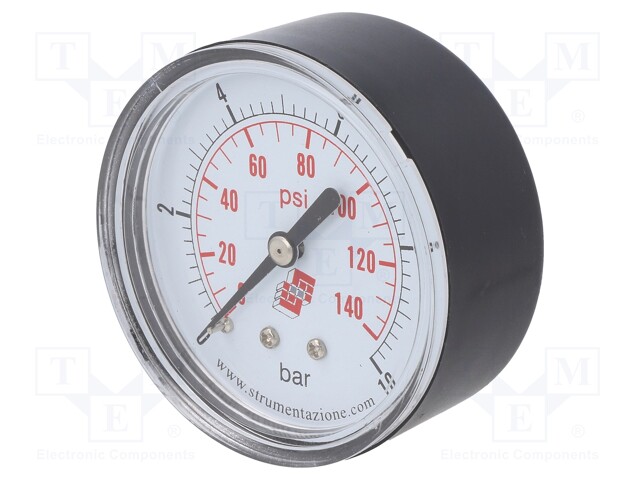 Manometer; Working pressure: 0÷10bar; 63mm; Enclos.mat: plastic