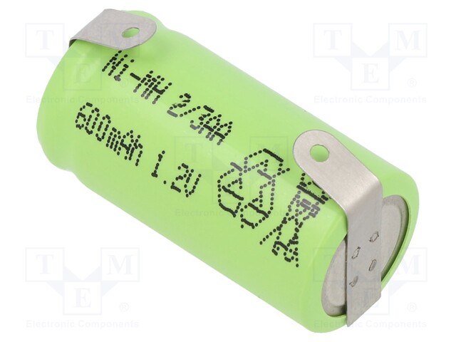 Re-battery: Ni-MH; 2/3AA; 1.2V; 600mAh; Leads: soldering lugs