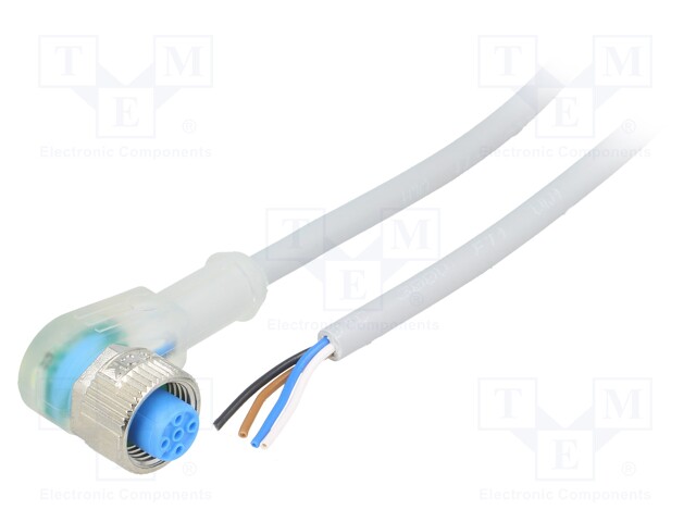 Connection lead; M12; PIN: 4; angled; 2m; plug; 4A; LED indication