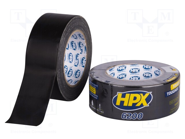 Tape: duct; W: 48mm; L: 25m; D: 0.3mm; black; natural rubber; max.60°C