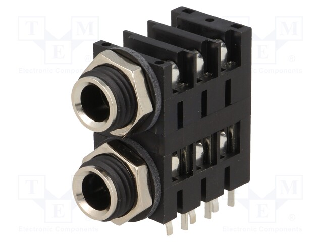 Socket; Jack 6,35mm; female; stereo; double,with triple switch
