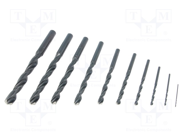 Tool accessories: drill set; Application: metal; Pcs: 10; Mat: HSS