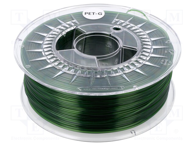 Filament: PET-G; 1.75mm; green transparent); 220÷250°C; 1kg