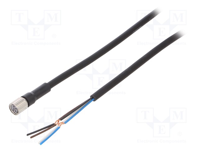 Connection lead; M8; PIN: 4; straight; Len: 2m; plug; 1A; -10÷80°C