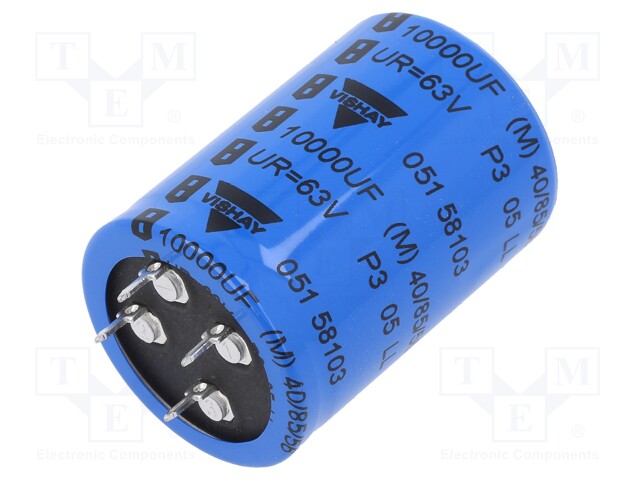 Electrolytic Capacitor, Long Life, 10000 µF, 63 V, 051 PEC-PW Series, ± 20%, Radial Leaded