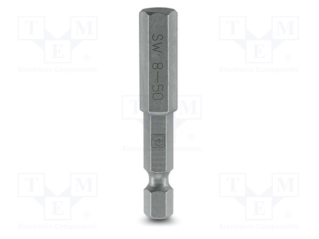 Screwdriver bit; Allen hex key; HEX 8mm; Overall len: 50mm