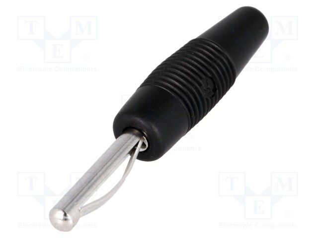 Plug; 4mm banana; 30A; 60VDC; black; 3mΩ; 2.5mm2; Contacts: brass