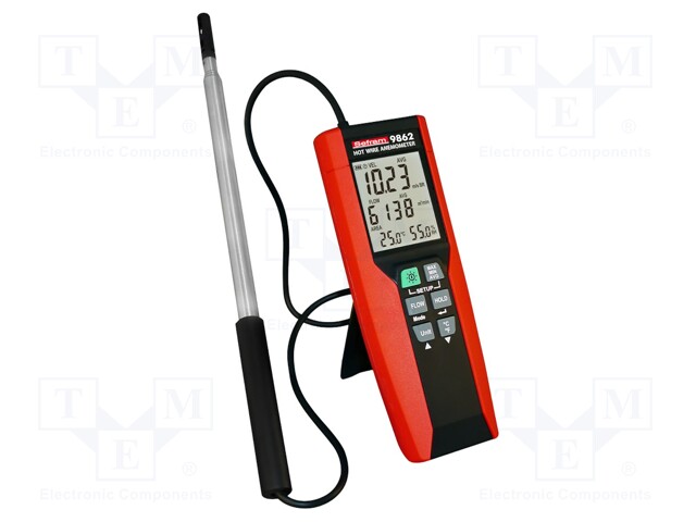 Thermoanemometer; LCD; 0÷25m/s; -20÷60°C; 0÷100%RH; ±3.5%