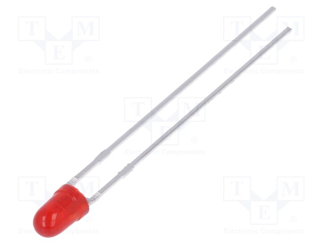 LED; 3mm; red; 1.2÷3mcd; 50°; Front: convex; No.of term: 2