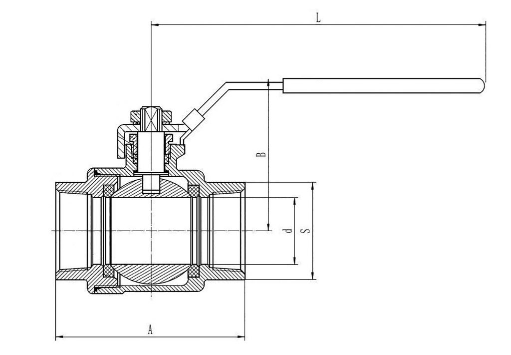 Ball valve; acid resistant steel AISI 316; PTFE; A: 167mm; 63bar