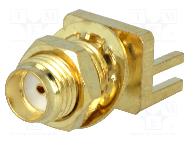 Socket; SMA; female; with mounting nut,card edge; SMT