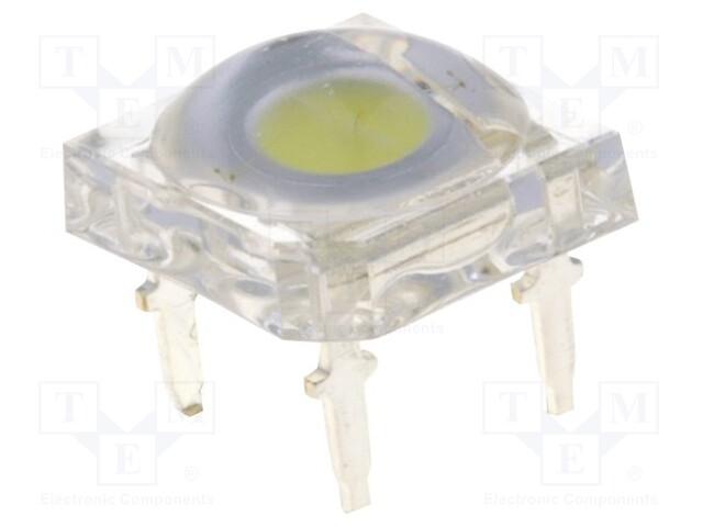 LED Super Flux; 7.62x7.62mm; white cold; 2180÷3000mcd; 130°; 30mA