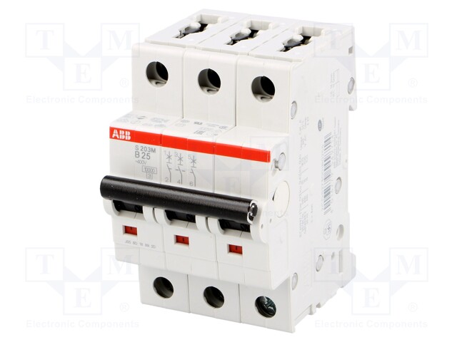 Circuit breaker; 400VAC; Inom: 25A; Poles: 3; DIN; Charact: B; 10kA