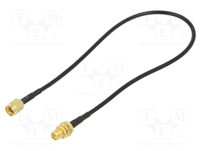 Cable; 50Ω; 0.3m; RP-SMA male,RP-SMA female; black; straight