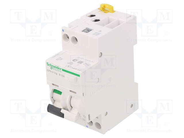 RCBO breaker; Inom: 10A; Ires: 30mA; Max surge current: 250A; DIN