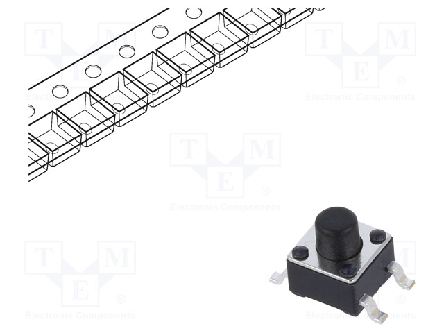 TACTILE SW, SPST, 0.05A, 12VDC, SOLDER