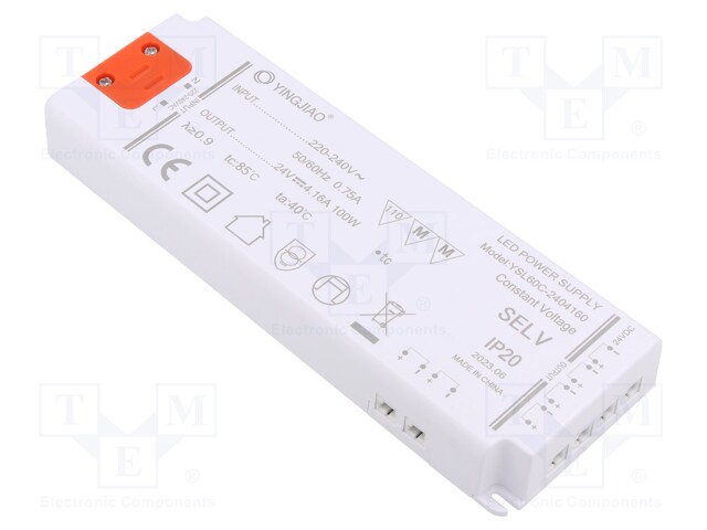 Power supply: switched-mode; LED; 100W; 24VDC; 4.16A; 220÷240VAC