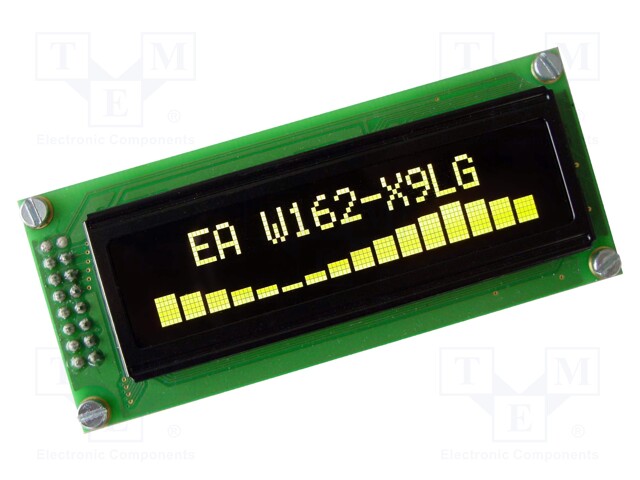 Display: OLED; alphanumeric; 16x2; Window dimensions: 66x16mm