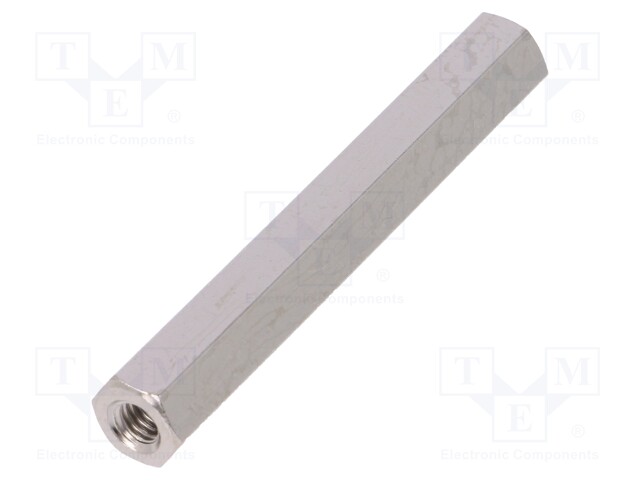 Screwed spacer sleeve; Int.thread: M4; 50mm; hexagonal; brass