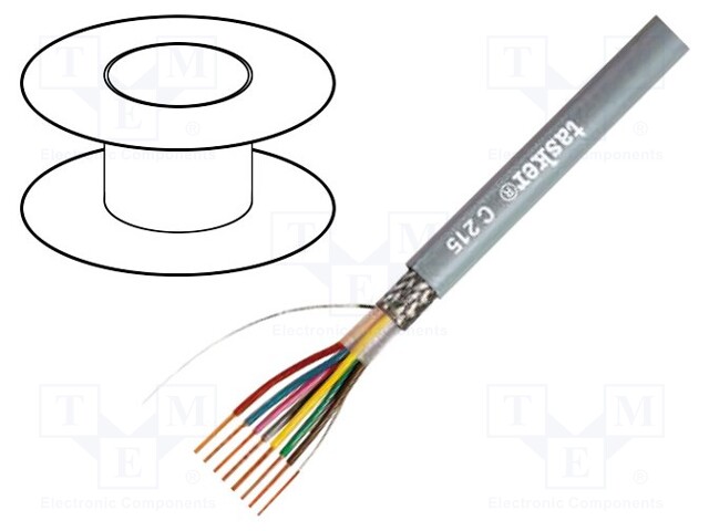 Wire; LiY-CY; 2x0,25mm2; tinned copper braid; PVC; grey; 100m