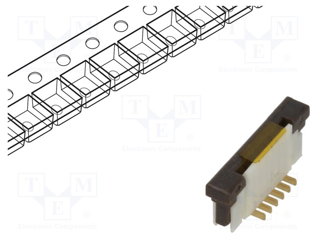 Connector: FFC (FPC); vertical; PIN: 6; ZIF; SMT; 125V; 1A; -25÷85°C