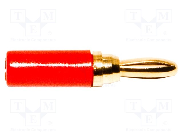 Plug; 3mm banana; 5A; 1kVDC; red; insulated; gold-plated; soldered