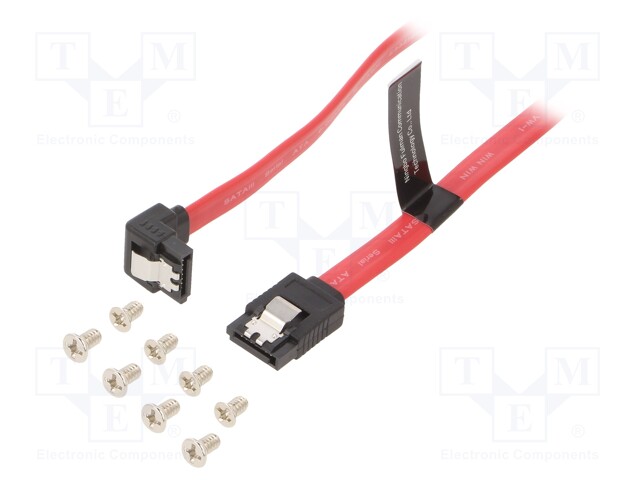 Cable: SATA; SATA plug,both sides; 0.5m; red; Core: Cu,tinned