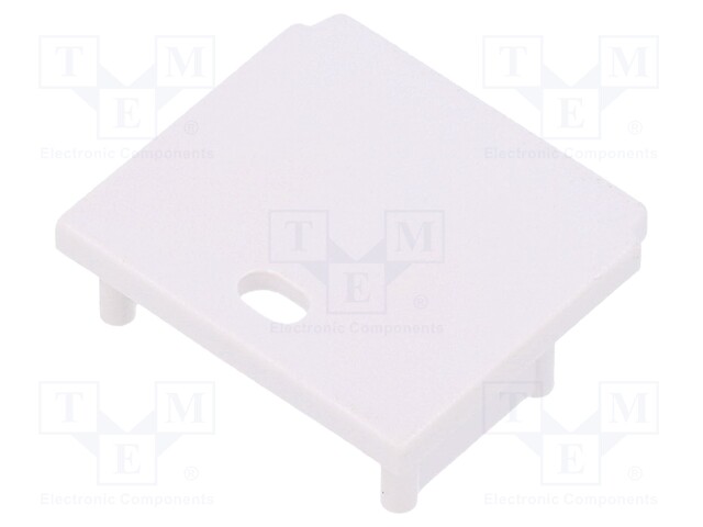 Cap for LED profiles; white; ABS; V: with hole; Pcs: 2