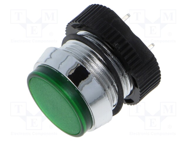 Indicator: LED; flat; green; 24÷28VDC; Ø16mm; IP67; polycarbonate