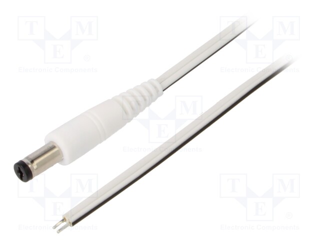 Cable; wires,DC 5,5/1,7 plug; straight; 0.5mm2; white; 1.5m