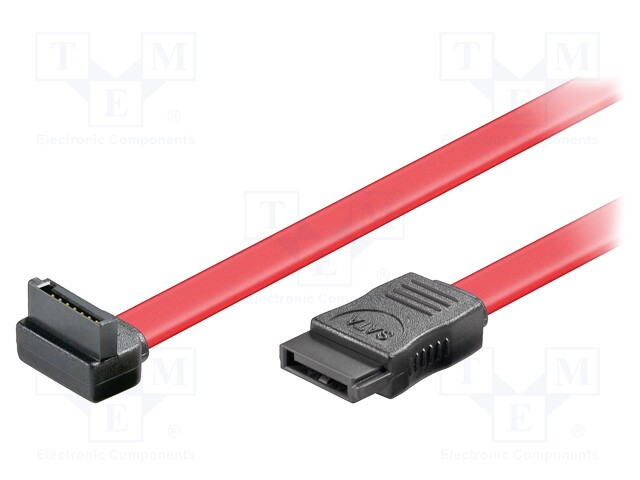 Cable: SATA; SATA L-Type plug,SATA L-Type angled plug; 0.5m; red