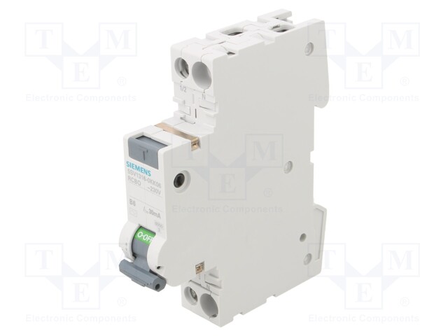 RCBO breaker; Inom: 6A; Ires: 30mA; Poles: 1+N; 230/400VAC; DIN; IP20