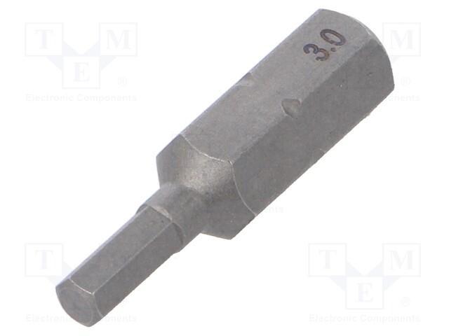 Screwdriver bit; Allen hex key; HEX 3mm; Overall len: 25mm