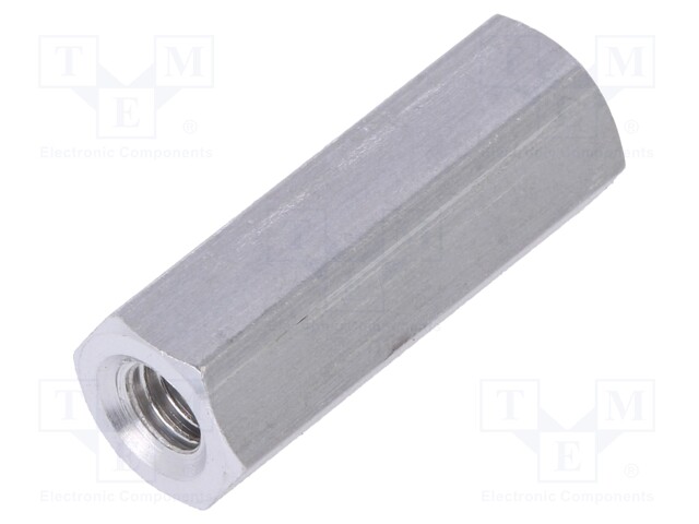 Screwed spacer sleeve; Int.thread: M4; 20mm; hexagonal; aluminium