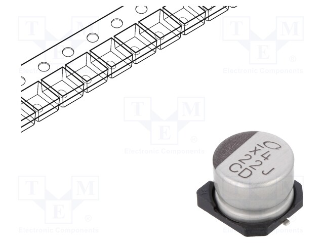 Capacitor: electrolytic; low impedance; SMD; 22uF; 63VDC; Ø8x6.2mm