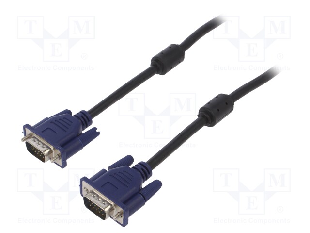 Cable; D-Sub 15pin HD plug,both sides; black; 3m