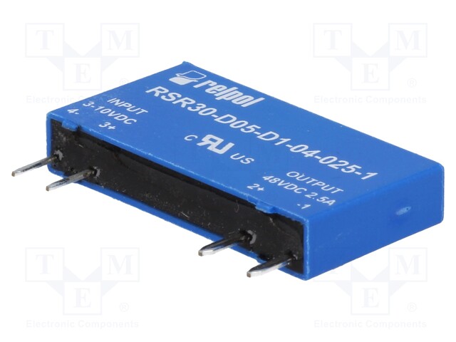 Relay: solid state; Ucntrl: 3÷10VDC; Icntrl max: 12mA; 2.5A; 4g