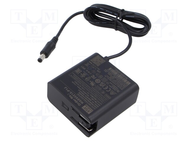 Power supply: switched-mode; plug; 15VDC; 4.34A; 65.1W; 90%