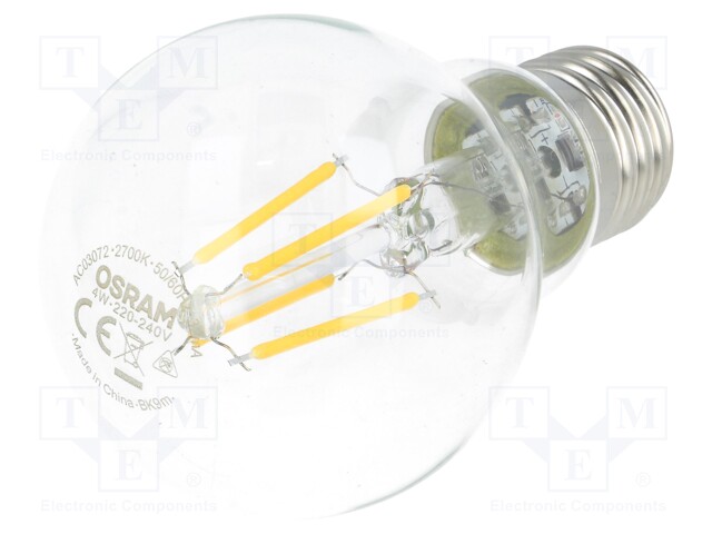 LED lamp; warm white; E27; 230VAC; 470lm; 4W; 2700K; CRImin: 80