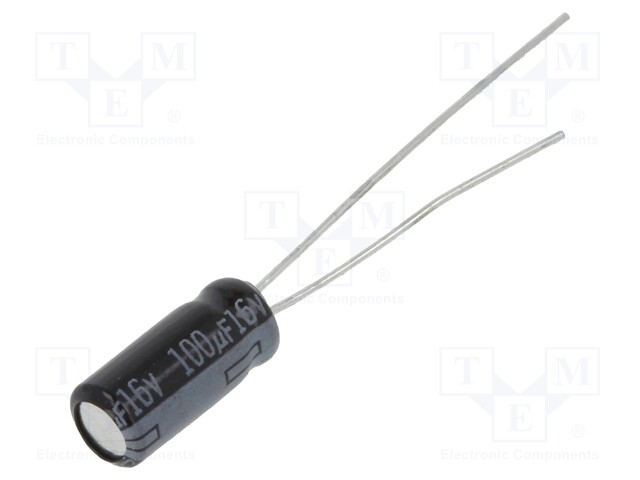 Electrolytic Capacitor, 100 µF, 16 V, HD Series, ± 20%, Radial Leaded, 1000 hours @ 105°C