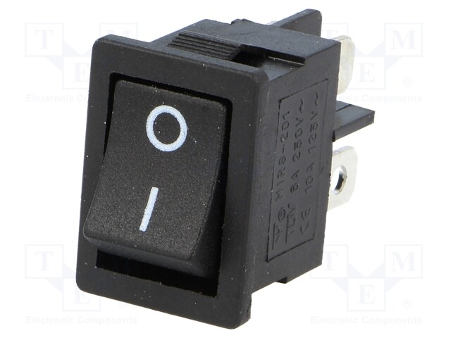 ROCKER; DPST; Pos: 2; OFF-ON; 3A/250VAC; black; none; 35mΩ; -30÷80°C