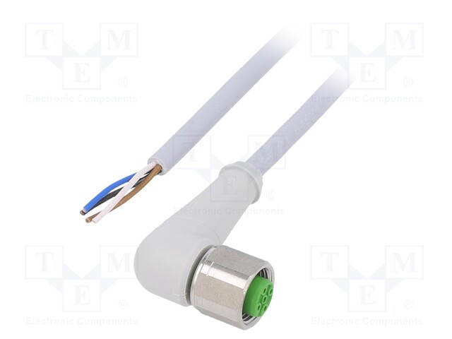 Connection lead; M12; PIN: 4; angled; 20m; plug; 250VAC; -25÷80°C