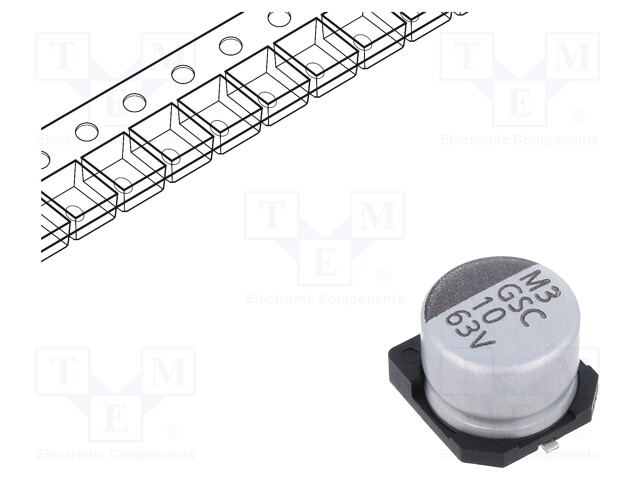 Capacitor: electrolytic; SMD; 10uF; ±20%; -55÷105°C; Series: GSC