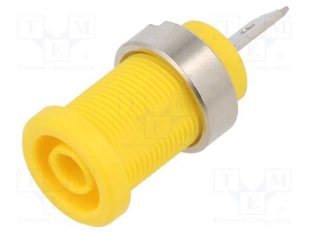 Socket; 4mm banana; 36A; 1kV; yellow; nickel plated; insulated