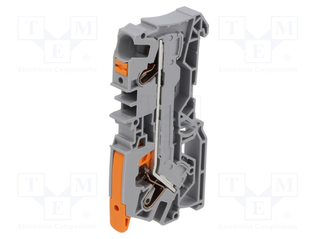 DIN Rail Mount Terminal Block, Through, 2 Ways, 20 AWG, 8 AWG, 6 mm², Clamp, 41 A